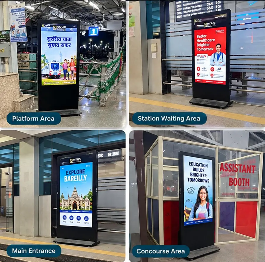 Digital standees at Izzatnagar railway station