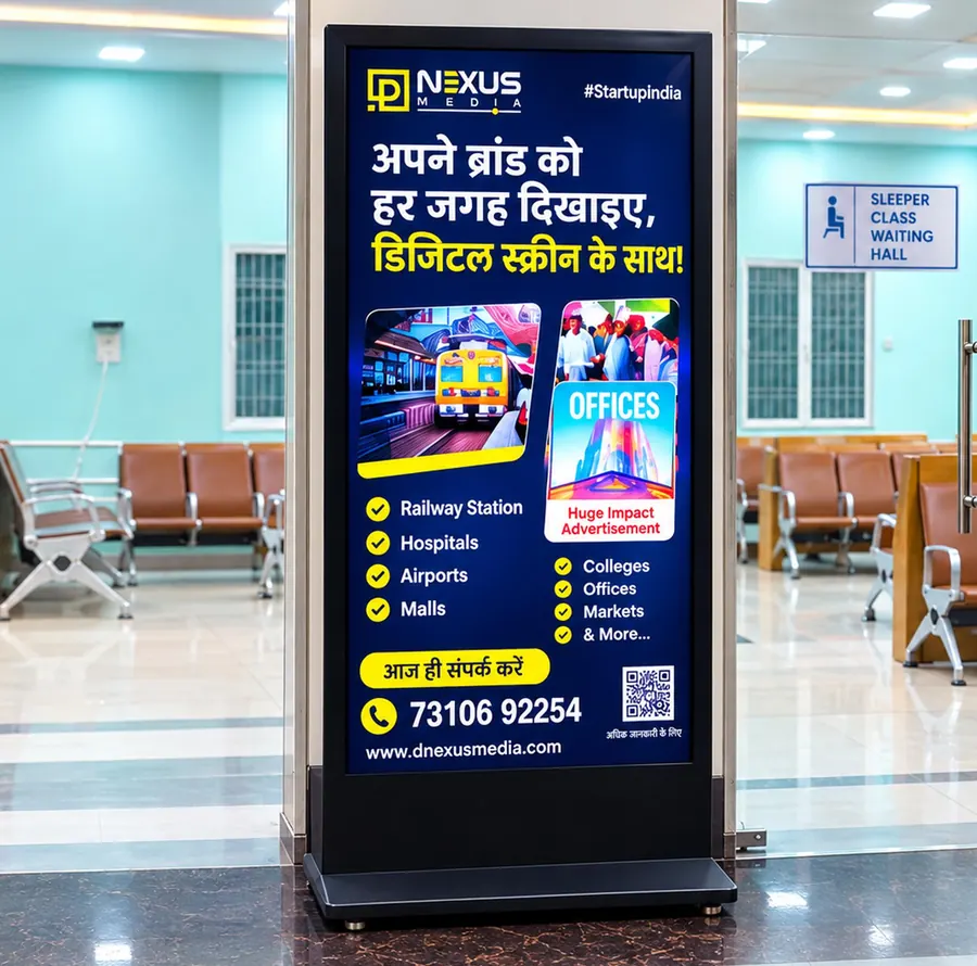 Digital signage screen at Kathgodam railway station