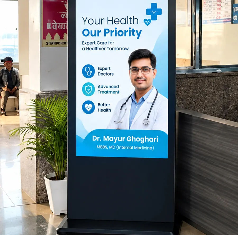Specialist doctor visibility in the Terai — DNexus digital signage