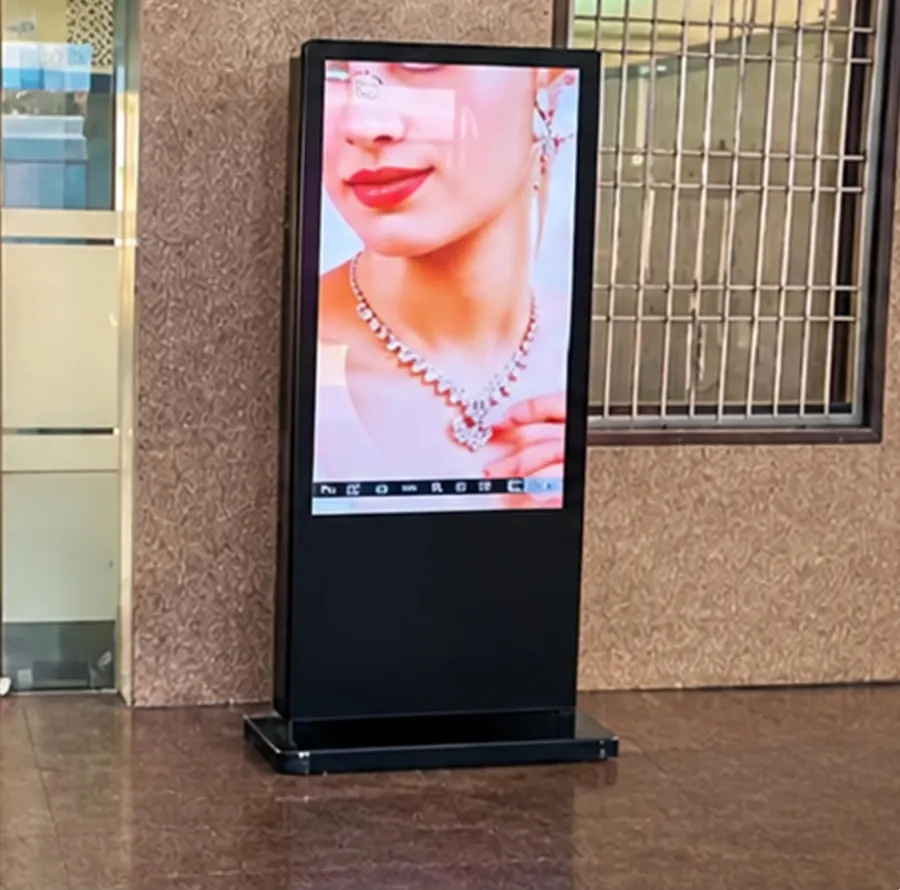 DNexus 55-inch digital signage standee at Tanakpur railway station, Uttarakhand